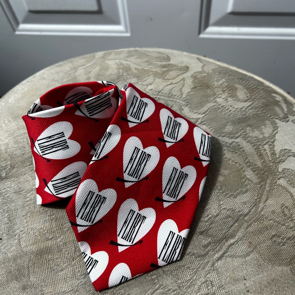 Novelty Hearts by Ties in Disguise Red Heart Patterned Tie 54.25” X 3.75”